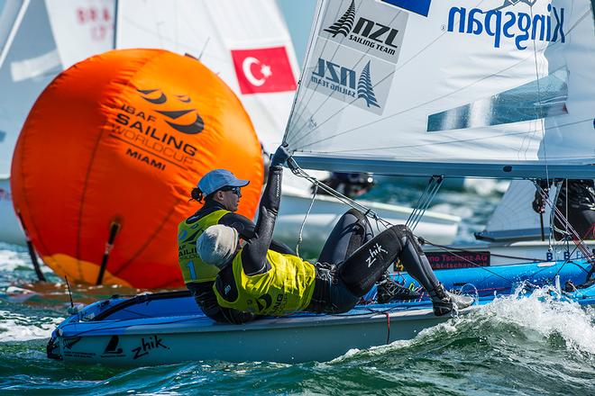 ISAF SAILING WORLD CUP MIAMI 2015 - Jo Aleh <br />
Polly Powrie NZL 75	<br />
470-Women © ISAF Sailing World Cup Miami